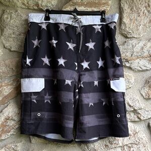 Men’s Airwalk Swim Trunks - Flag Print - Stars & Stripes - XL